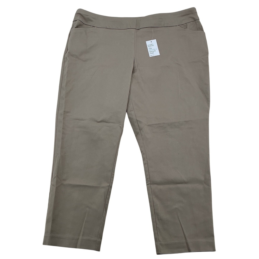 Croft & Barrow Effortless Stretch Pant Women 22W Short Cobblestone Minimalist
